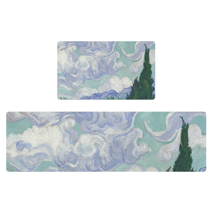 Feblilac Van Gogh's Fields PVC Leather Kitchen Mat