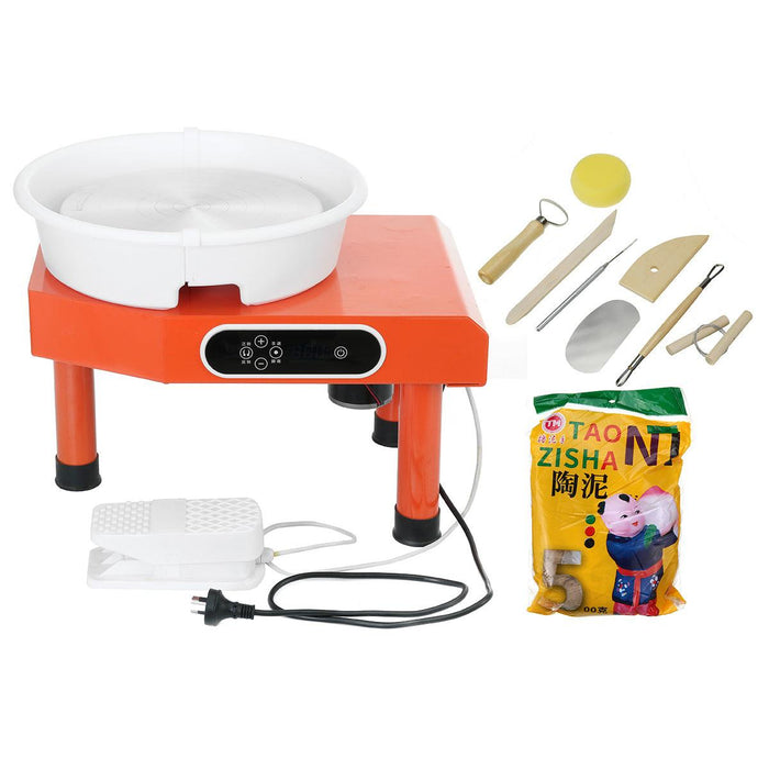 220V 25cm Red Kids Electric Pottery Wheel Machine DIY Ceramic Work Clay Art Craft