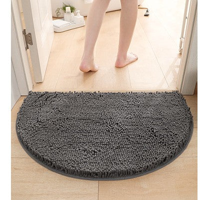 Feblilac Semi-Circular Solid Chenille Non-Slip Microfiber Shag Bathroom Rug Mat