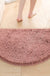 Feblilac Semi-Circular Solid Chenille Non-Slip Microfiber Shag Bathroom Rug Mat