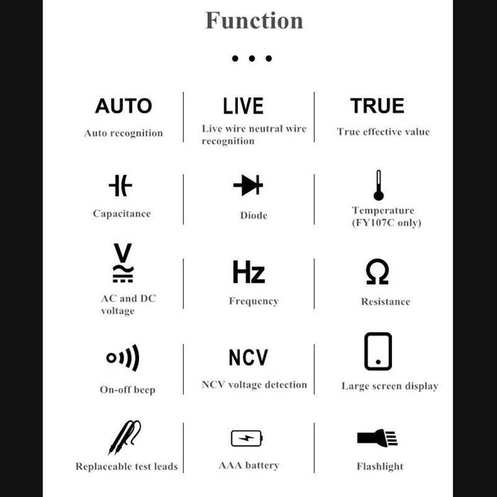 FY107B/FY107C Smart Automatic Digital Multimeter 6000 Counts High Precision Small Portable Anti-burning Universal Meter
