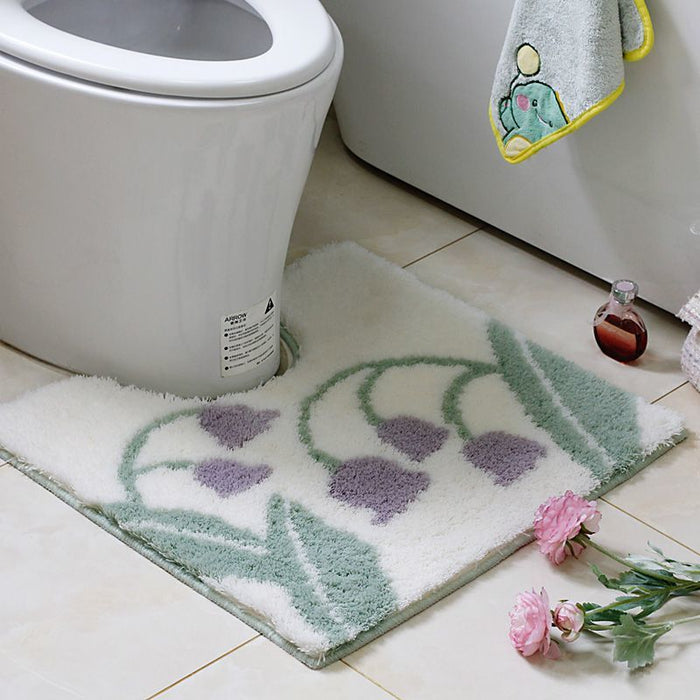 Feblilac Sunflower Cute and Warm Acrylic Fibers U-shape Bathroom Toilet Rugs and Lid Cover Toilet Seat Cover Kit