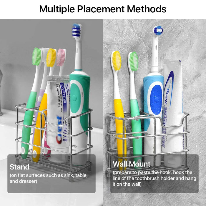 Toothbrush Holder and Bathroom Accessories Silver 5 Slots Tooth Brushes Holder