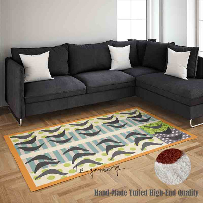 Feblilac Bird Reflections Handmade Tufted Acrylic Livingroom Carpet Area Rug by Liz Gamberg Studio from US