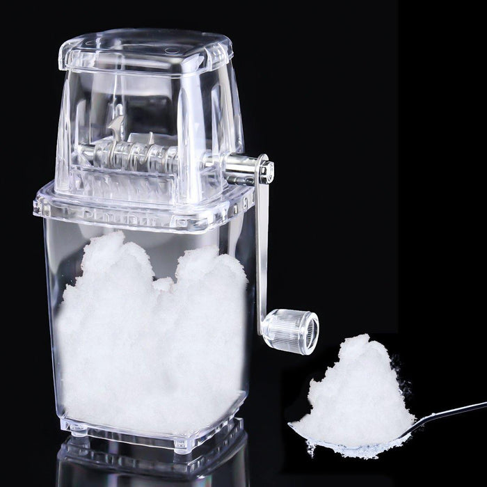 Portable Manual Ice Shaver Block Shaving Machine Crusher Snow Ice Cone Maker Transparent