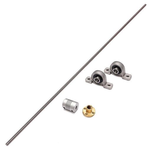 Machifit T8 100-1000mm Stainless Steel Lead Screw with Shaft Coupling and Mounting Support CNC Parts