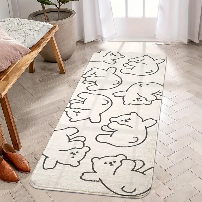 Feblilac Cute Bear Bedroom Rug Long Runner