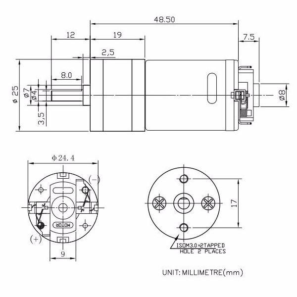 GM25-370 Motor DC 6.0/12.0V Black Brushed Motor 4mm Shaft Diameter Motor