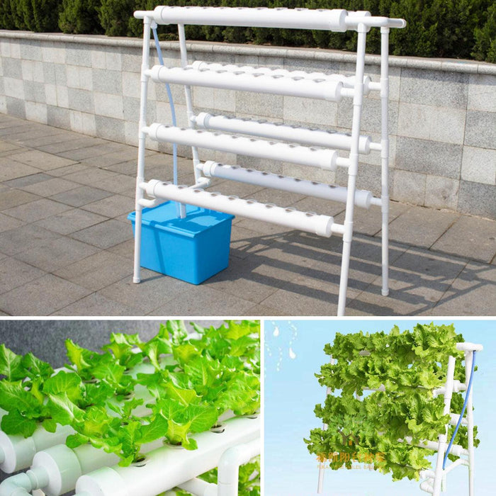 4 Layer 72 Holes Vertical Hydroponic Piping Site Grow Kit DWC Deep Water Culture Vegetable Planting System