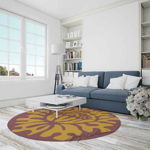 Feblilac Round Baroque Style One Big Flower Handmade Tufted Acrylic Livingroom Carpet Area Rug