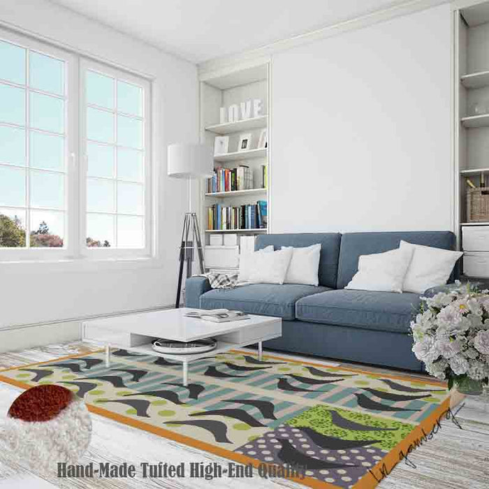 Feblilac Bird Reflections Handmade Tufted Acrylic Livingroom Carpet Area Rug by Liz Gamberg Studio from US