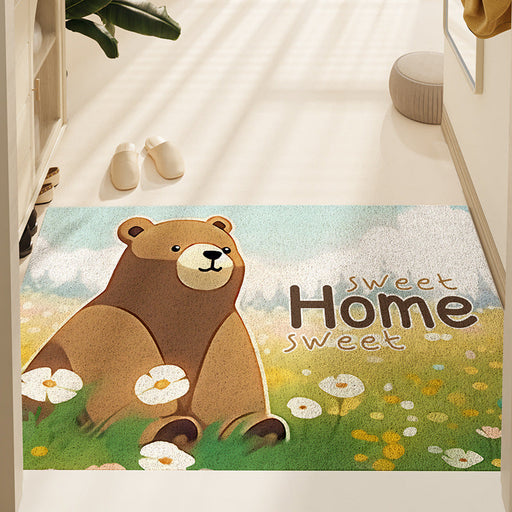 Feblilac Bear and Garden PVC Coil Door Mat