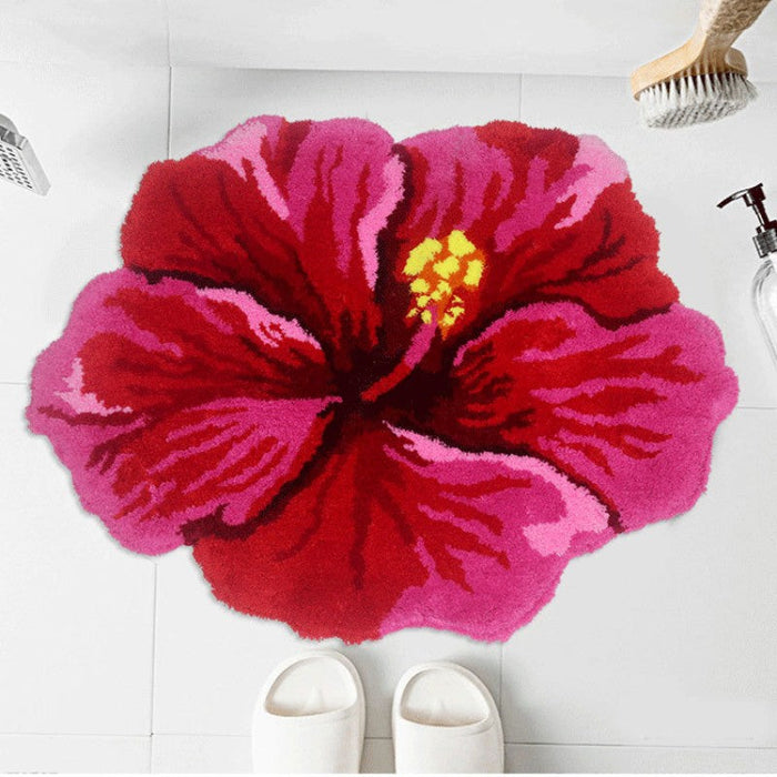 Feblilac Hibiscus Rosa-Sinensis Tufted Bath Mat