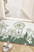 Feblilac White Flower and Green Leaves Leather Door Mat