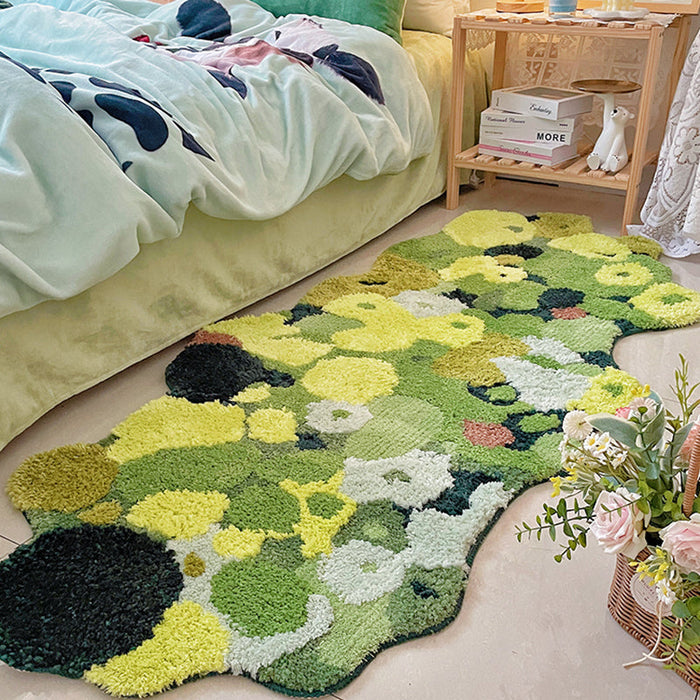 Feblilac 3D Green Moss Bedroom Runner Mat