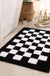 Feblilac Smog Blue and White Checkerboard Ultra Soft Bathroom Rug