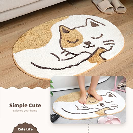 Feblilac Sleep Cat Animals Tufted Bath Mat