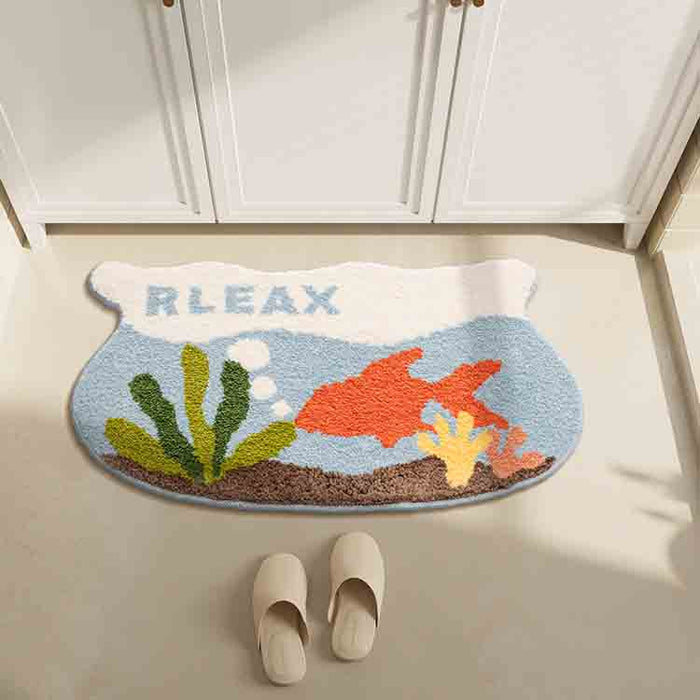 Feblilac Cute Coral Fish Tank Bath Mat, Aquarium-Inspired Bathroom Rug