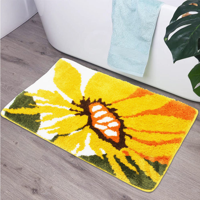 Feblilac Rectangular Sunflower Tufted Bath Mat @Joy's design