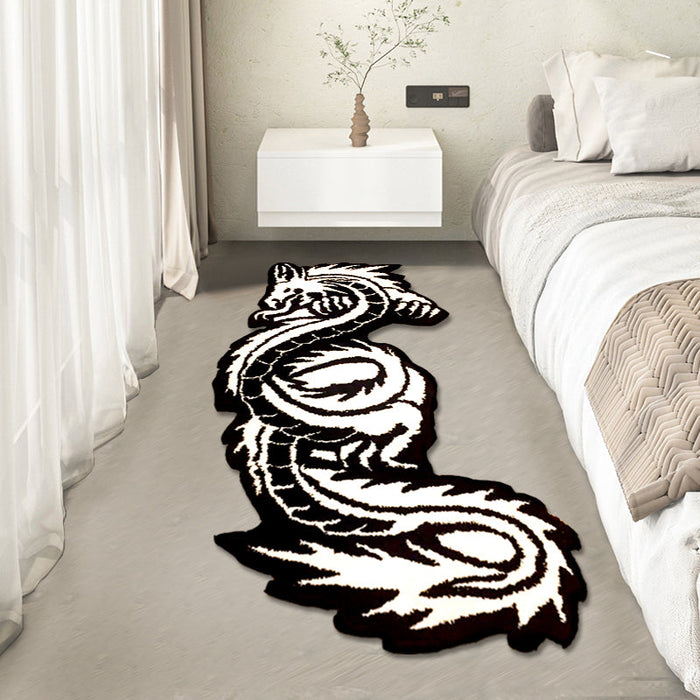 Feblilac Cute Black and White Dragon Tufted Bath Mat