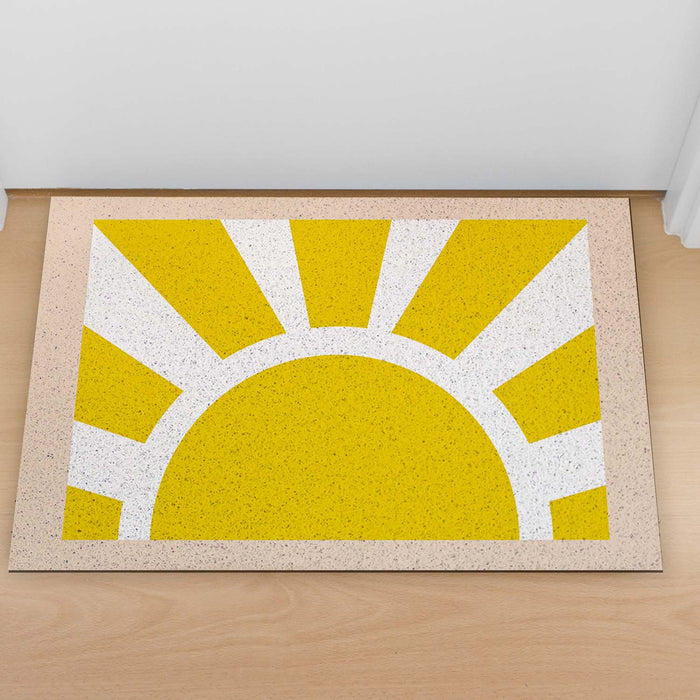 Feblilac Yellow Sun Pink Border PVC Coil Door Mat