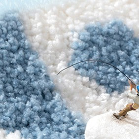 Feblilac Clouds and Sun Tufted Bath Mat