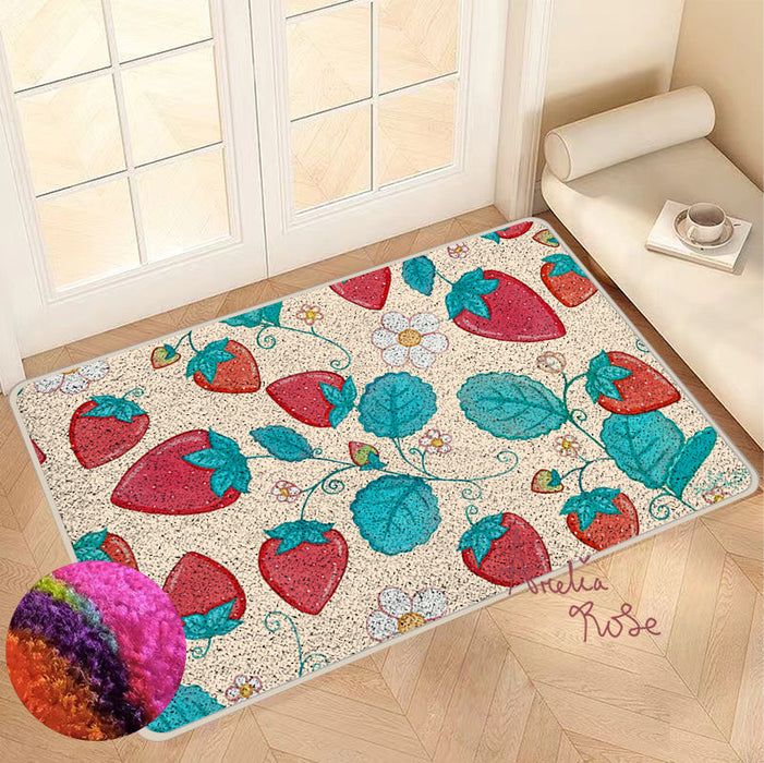 Feblilac Strawberries and Cream Nylon Door Mat by AmeliaRose Illustrations from UK