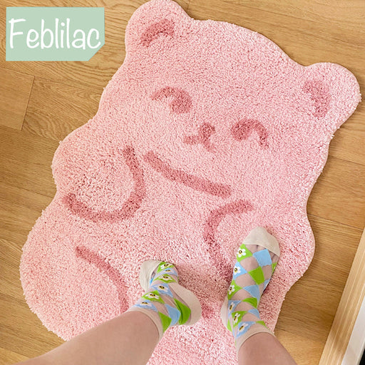 Cute Colorful Jelly Bears Mat for Bathroom, Vintage Style Non-Slip Mat Rug