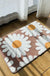 Feblilac Brown Daisy Bath Mat Set, Flower Floral Bathroom Rug Set, Toilet Cover Mat