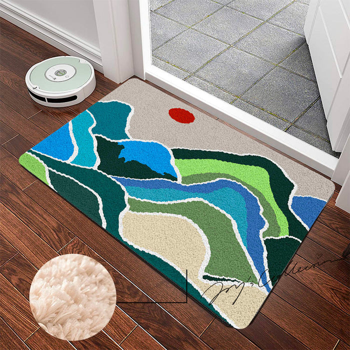 Feblilac Green Mountains and Rivers Tufted Bath Mat