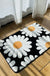 Feblilac Black Bath Mat Set, Flower Floral Bathroom Rug Set, Toilet Cover Mat