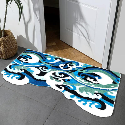 Feblilac Great Wave of Kanagawa Tufted Bath Mat