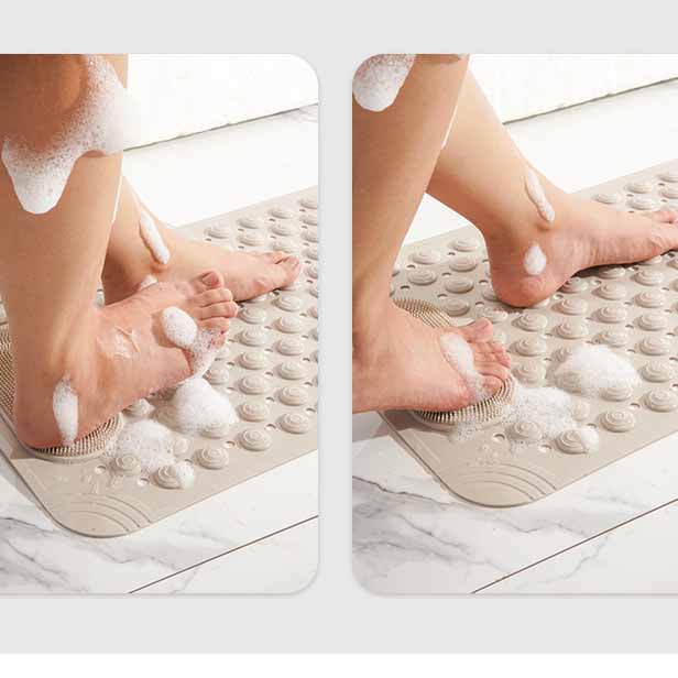 Rubber Blue/Grey/Khaki/Green Drain Holes and Suction Cups Tub Rug, Anti Slip Massage Bathtub Mats