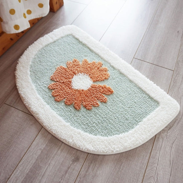 Semicircle Daisy Bathroom Mat