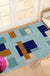 Feblilac Blue and Brown Squares Geometric Nylon Door Mat