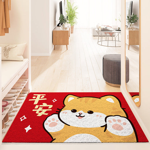 Feblilac Orange Cat PVC Coil Door Mat