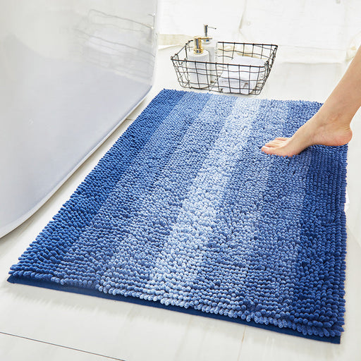 Feblilac Gradient Color Chenille Non-Slip Microfiber Shag Bathroom Rug Mat