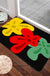 Feblilac Red Yellow and Green Three Flowers Tufted Bathmat