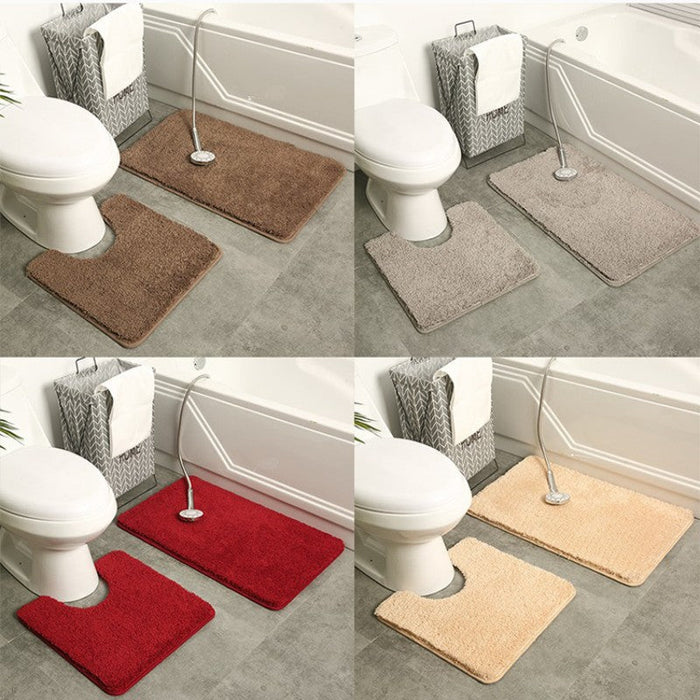 Feblilac Solid Tufted Bathroom Mat Toilet U-Shaped Floor Mat