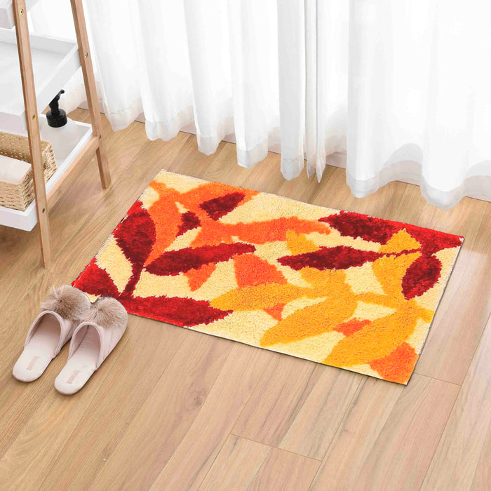 Feblilac Red Leaves Bath Mat