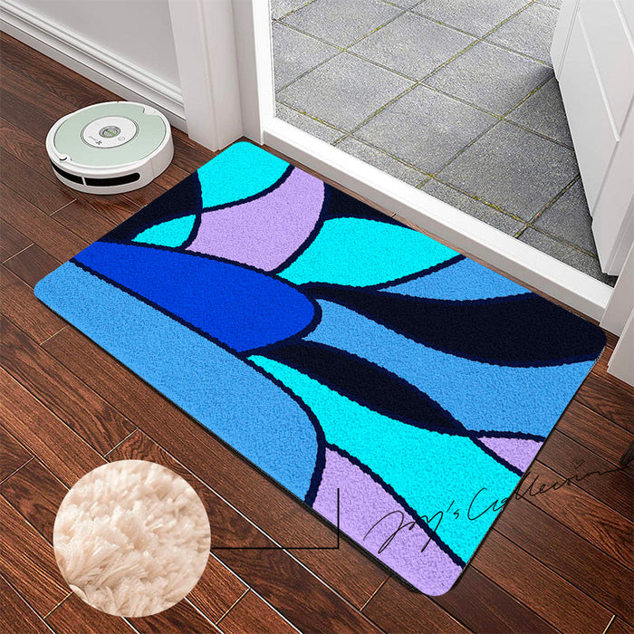 Feblilac Colorful Abstract Sea Geometric Tufted Bath Mat