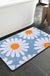 Feblilac Sky Blue Daisy Bath Mat, Flower Floral Bathroom Rug, Soft Plush Water-Absorbent Mat