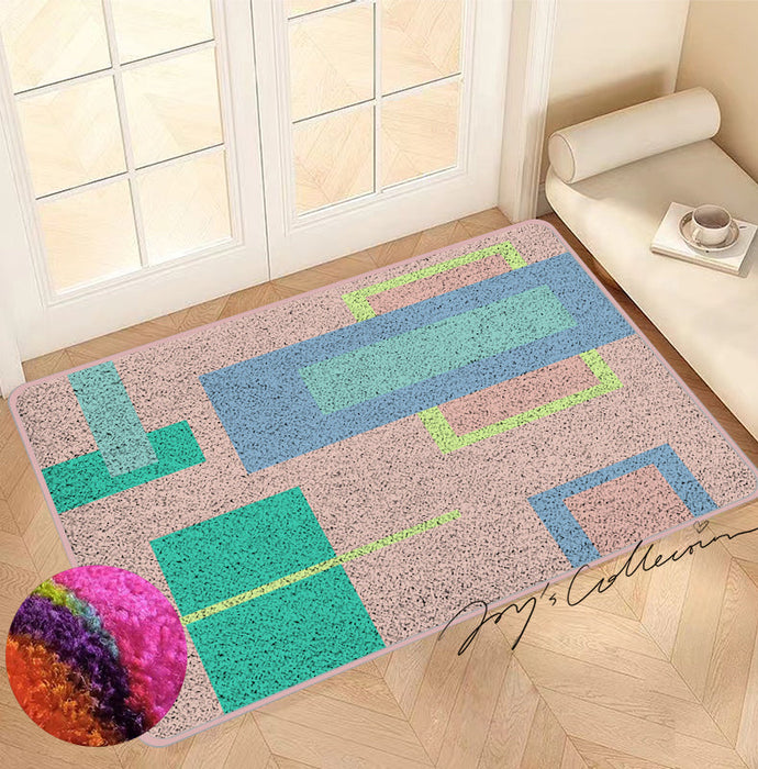 Feblilac Geometric Big Squares Geometric Nylon Door Mat