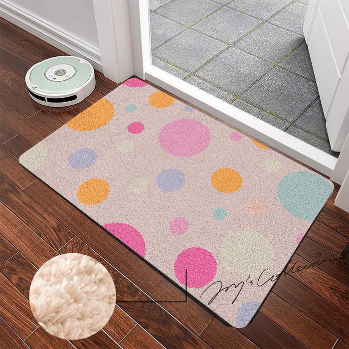 Feblilac Pink Polka Dots Geometric Tufted Bath Mat