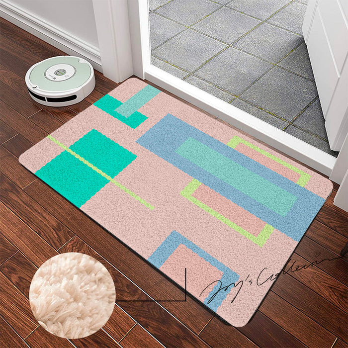 Feblilac Geometric Big Squares Geometric Tufted Bath Mat