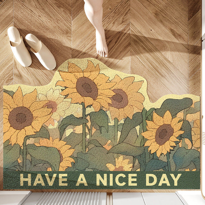 Feblilac Irregular Sunflowers PVC Coil Door Mat