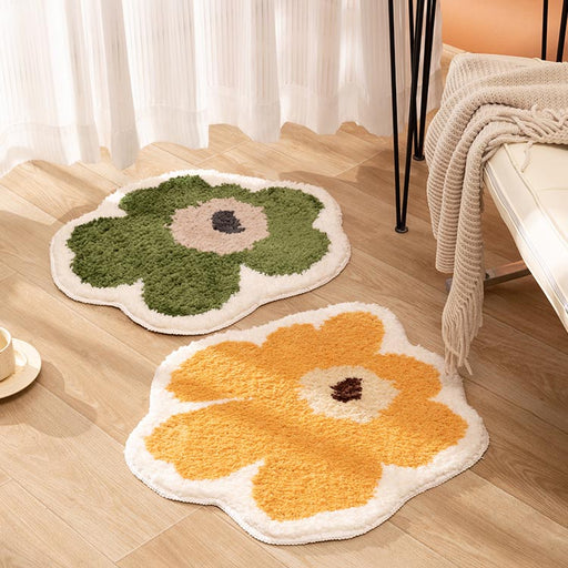 Feblilac Abstract Daisy Flower Bath Area Mat