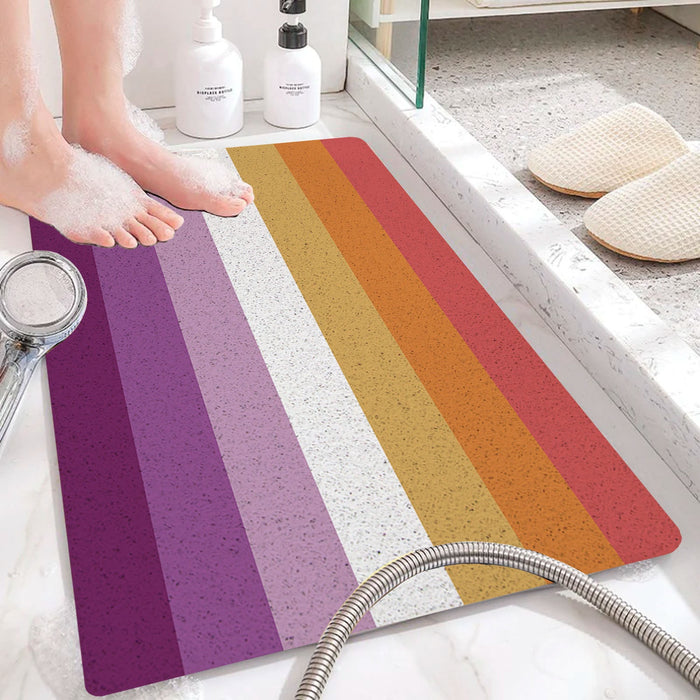 Feblilac Purple and Red LGBT Flag PVC Coil Bathtub Mat and Shower Mat