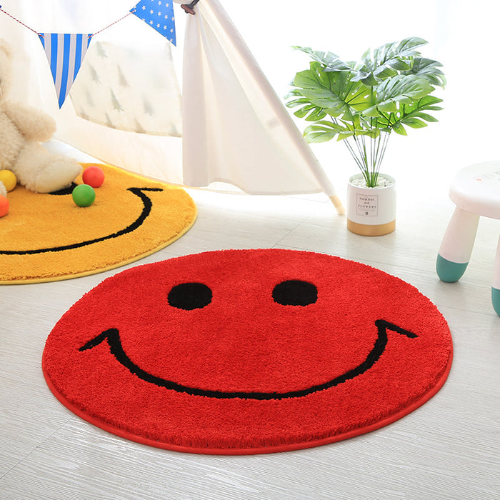 Feblilac Smiling Face Tufted Cushion Area Rug, Mat for Bedroom