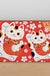 Feblilac Red Background White Sakura Lucky Cat PVC Coil Door Mat